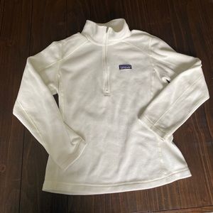 White Patagonia 1/4 zip sweater
